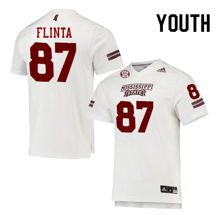 Youth #87 Logan Flinta Mississippi State Bulldogs College Football Jerseys Stitched-White